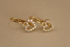 Náušnice- srdiečka- číry zirkón- brizúra- žlté zlato-14 karátov