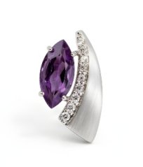 Prívesok-fialový ametyst- číre zirkóny- rhódiované striebro