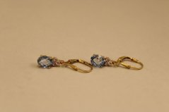 Náušnice - číre kamienky - modrý zirkón - patent - pozlátené striebro