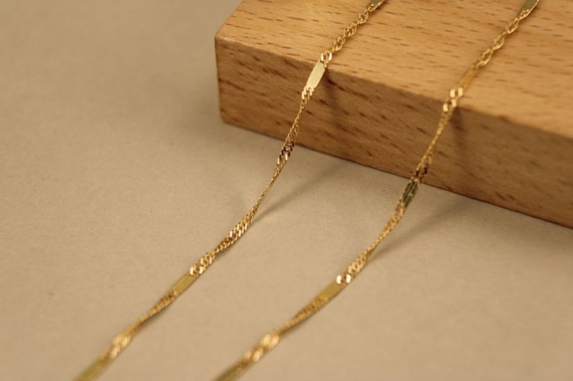 Retiazka - Singapur - platničky-  14k - žlté zlato