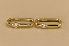 Náušnice- oválny tvar-zirkón-zacvakávacie-pozlátené striebro