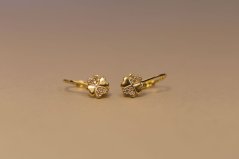 Náušnice- štvorlístky -číre zirkóny- patent- žlté zlato
