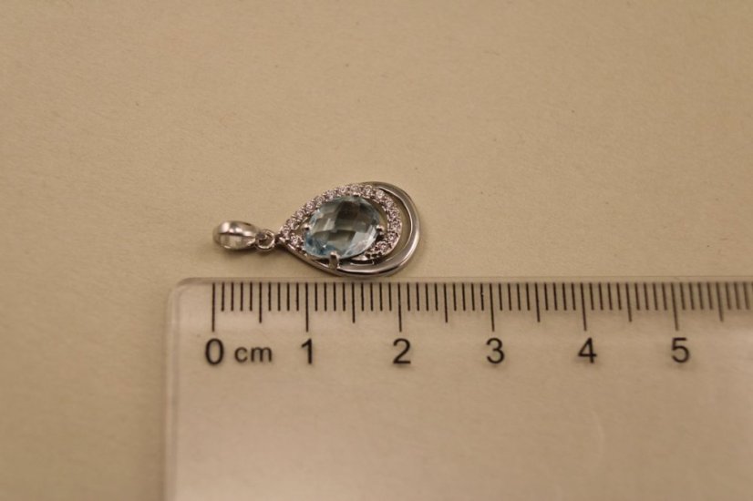 Prívesok - Topás - číre zirkóny - rhodium - striebro