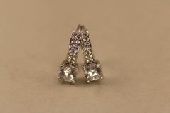 Náušnice- okrúhly kameň- číre zirkóny- patent- biele zlato- 14 karátov