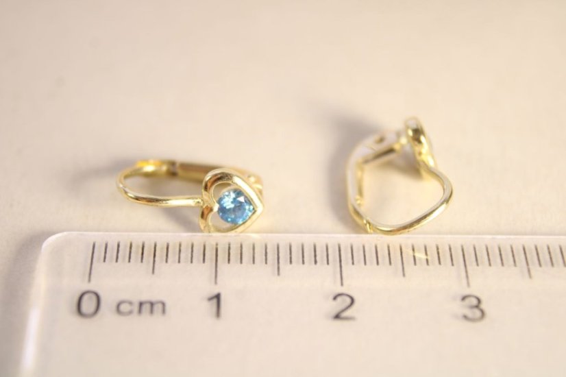 Detské náušnice-modrý zirkón-žlté zlato-patent-14 karátov