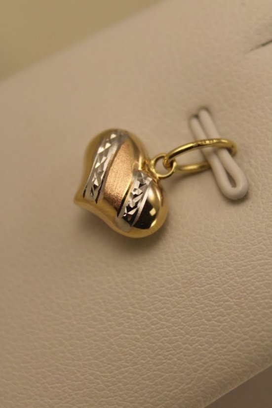 Prívesok- duté srdce- viacfarebné zlato- 14 karátov