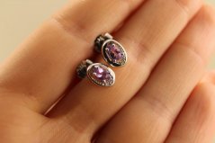 Naušnice- Ametyst- číre zirkóny- puzetky- rhódiované striebro