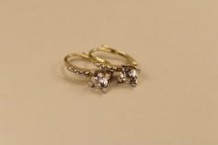 Náušnice- číre zirkóny- patent- žlté zlato- 14 karátov