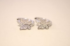 Náušnice motýľ strieborné kruhy s brúsenými zirkónmi, rhodium, zacvakávacie zapínanie, 2,71 g, 925/1000