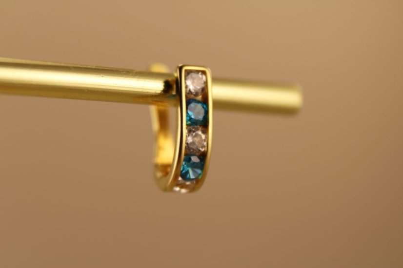 Zlaté dámske náušnice - Francúzke zapínanie - Zirkóny - 14k - Žlté zlato