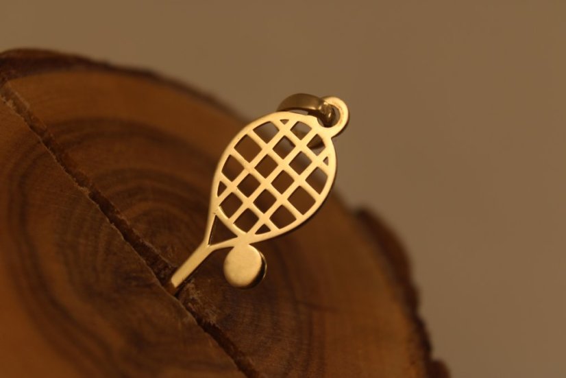Prívesok- tenisová raketa s loptičkou- žlté zlato- 14K