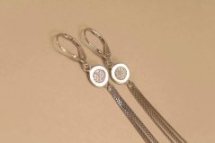 Náušnice - visiace - číre zirkóny - rhodium - striebro