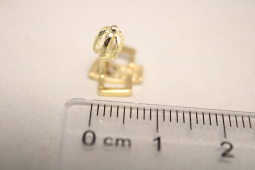 Náušnice- obdĺžníky- číre zirkóny- šrúbky- žlté zlato- 14 karátov