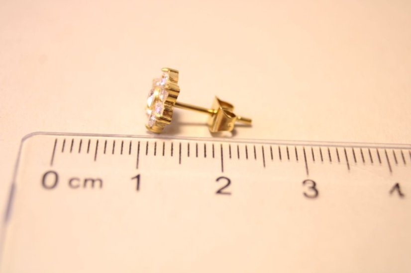 Náušnice- kvet- číre zirkóny- puzetky- pozlátená oceľ