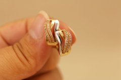Náušnice-číre zirkóny- patent-viacfarebné zlato-14k