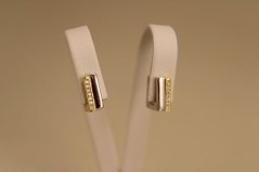 Náušnice - štvorcové kruhy - číre zirkóny - kombinované striebro