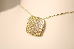 Náhrdelník- prívesok štvorec- číre zirkóny- žlté zlato- 14 karátov
