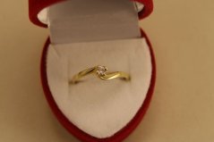 Prsteň - číry zirkón - žlté zlato - 14 karátov