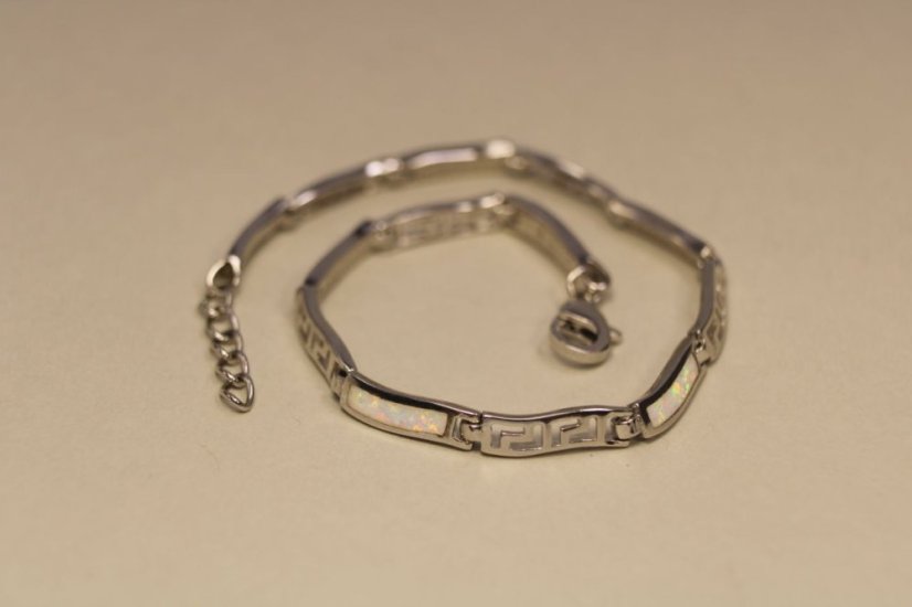 Náramok-biely opál-rhodium-striebro