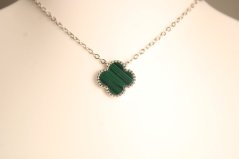 Celebritka-ďatelinka-zelený malachit-rhodium-striebro