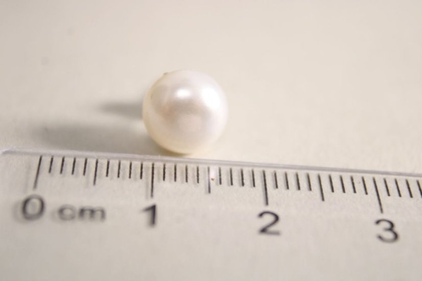 Strieborné rhódiované naušnice so sladkovodnými bielymi perlami, puzetové zapínanie, 1,22g, 925/1000