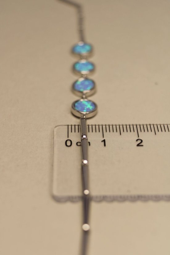 Náramok-modrý opál-rhodium-striebro