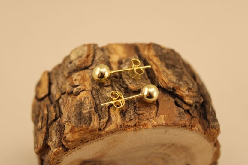 Náušnice-guličky-UNISEX- puzetky- pozlátené striebro