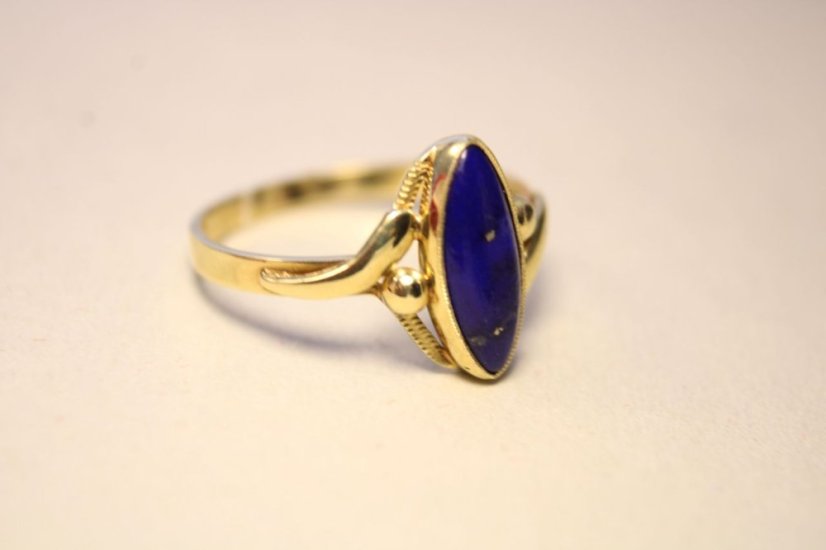 Zlatý prsteň s Lapis Lazuli žlté zlato, veľkosť 60, 2,65 g, 14 karátov, 585/1000