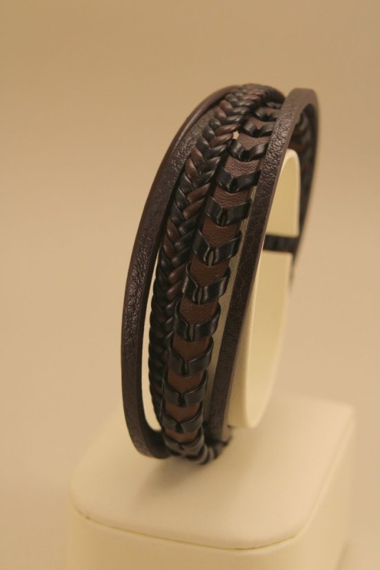 Pletený kožený náramok s magnetickou sponou