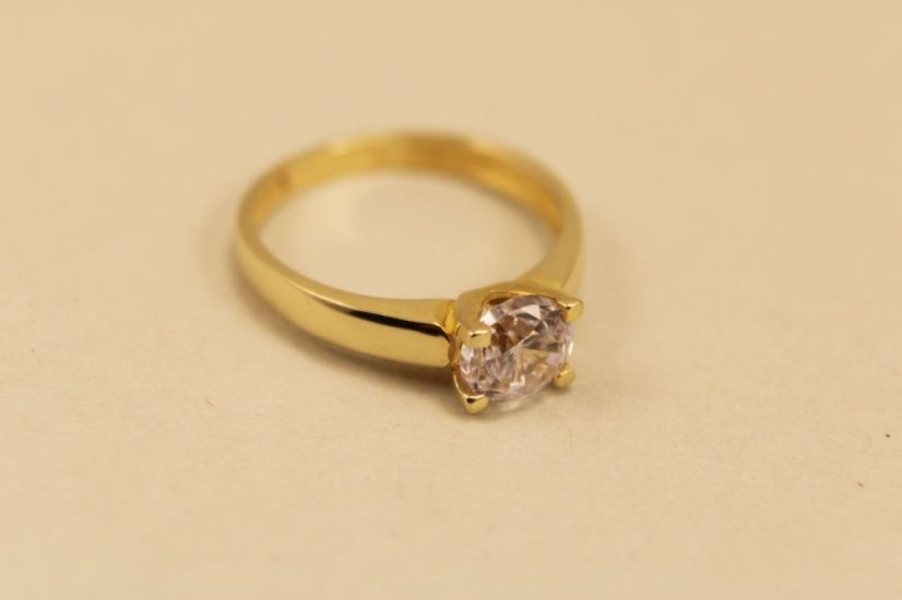 Zlatý prsteň, žlté zlato, číry zirkón 14k 585/1000