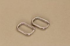 Oválne náušnice-číre zirkóny-zacvakávacie-rhodium-striebro