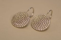 Naušnice- číre kamienky-biele zlato- patent- 14 karátov