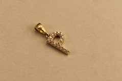 Prívesok - písmeno P - číre zirkóny - žlté zlato - 14K