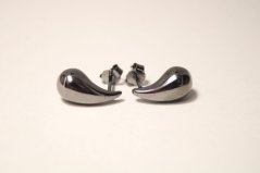 Strieborné čierne naušnice tvar slzy, napichovačky, 2,75g, rhodium, 925/1000