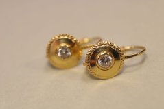 Náušnice- žlté zlato-číry zirkón-patent-14 karátov