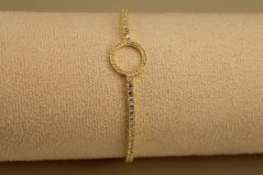 Náramok - posiaty čírymi zirkónikmi - pozlátené striebro