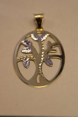 Prívesok- vyrezávaný strom života- viacfarebné zlato-14 karátov