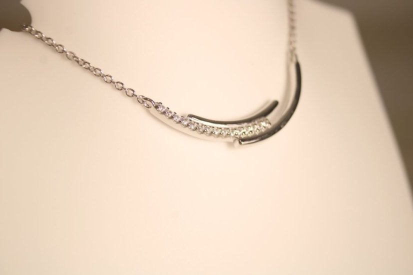 Strieborná celebritka zaoblená kontúra s čírymi zirkónmi, rhodium, 42-45 cm, 4,02 g, 925/1000