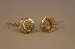 Náušnice- žlté zlato- patent- zirkóniky- 14 karátov