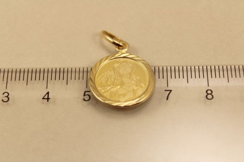 Zlatý prívesok, medailón Panny Márie s Ježišom, 0,86g 14k 585/1000