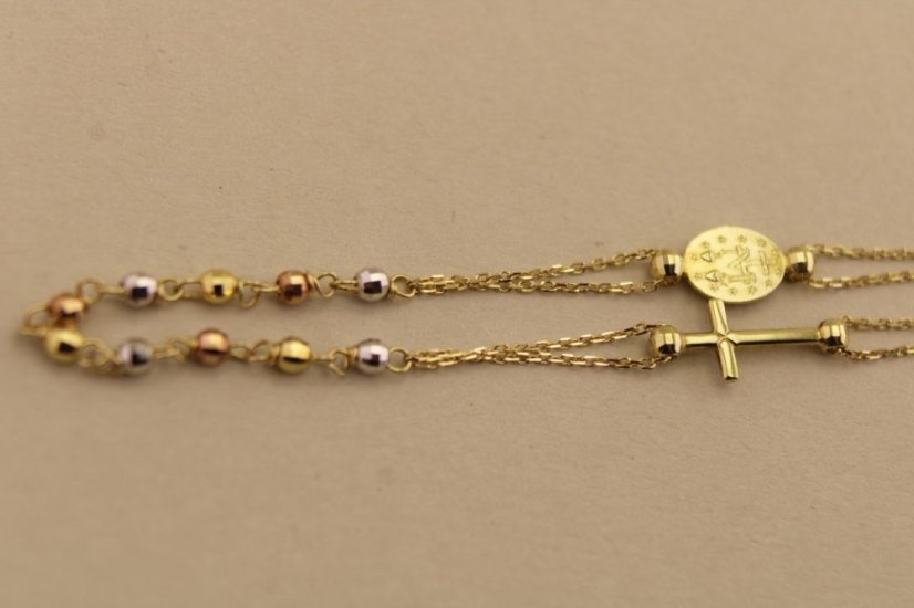 Zlatý náramok - Ruženec - 14k - Kombinované zlato