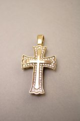 Prívesok -obojstranný kríž -žlté zlato-14 karátov