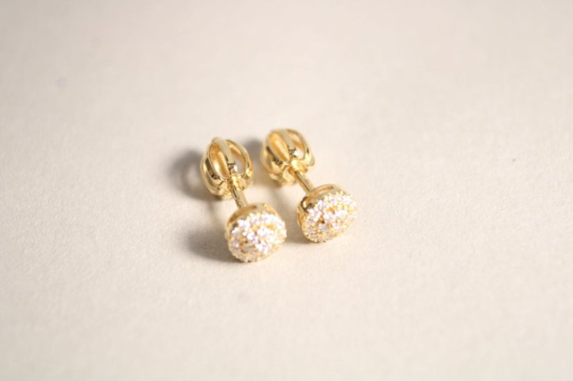 Zlaté náušnice-brilianty 0,145 ct G-H/SI-žlté zlato- šrúbky- 14K