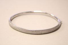 Pevný strieborný náramok so zirkónmi, rhodium, 13,86 g, 925/1000