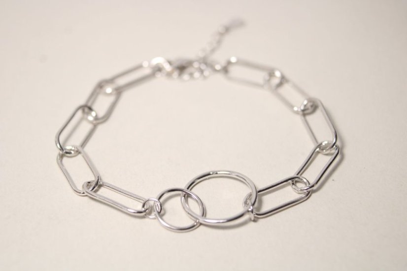 Strieborný náramok v modernom štýle, rhodium, 17-20 cm, 4,17 g, 925/1000