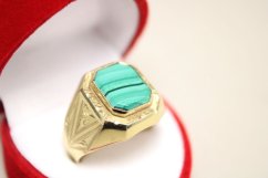 Pečatný prsteň-malachit-žlté zlato-14 karátov