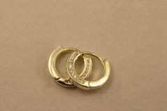 Náušnice- kruhy- číre zirkóny- zacvakávacie- pozlátené striebro