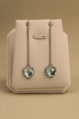 Náušnice - visiace - srdiečkový Topás - rhodium - striebro