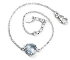 Náramok-prívesok srdiečko-Topás-rhodium-striebro