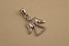 Prívesok - Anjelik - biele zlato - číre kamienky - 14 karátov